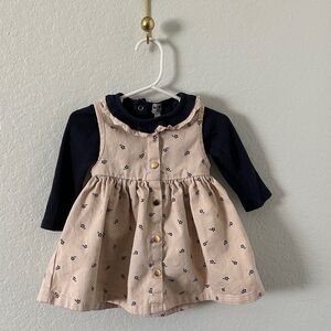 Kensie Baby- 2 piece Cream and Navy Baby Dress, 12M